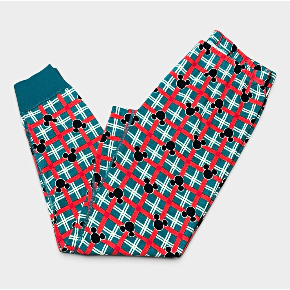 Hanna Andersson Disney Mickey Plaid Pajama Pants Adult L Organic Cotton Holiday